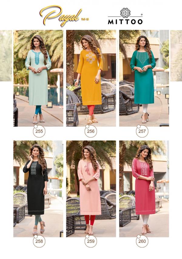 Mittoo Payal 18 Heavy Rayon Designer Kurti Collection